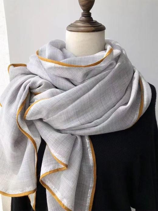 新疆优质细羊绒包边金丝线羊绒围巾【新款90*200cm】 商品图2