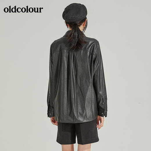 oldcolourPU皮长袖衬衫女L41013144 商品图1