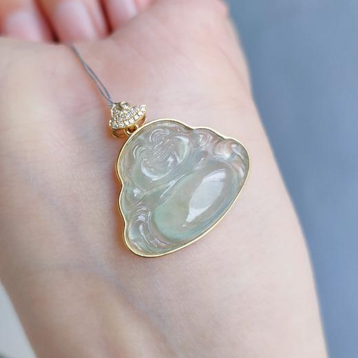 18K镶嵌翡翠佛吊坠 商品图0