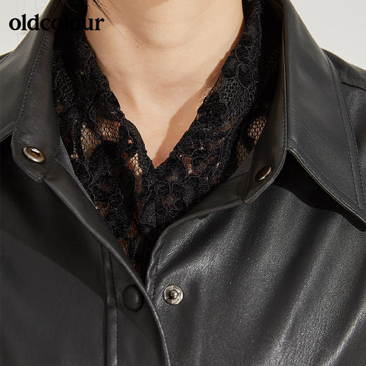 oldcolourPU皮长袖衬衫女L41013144 商品图3