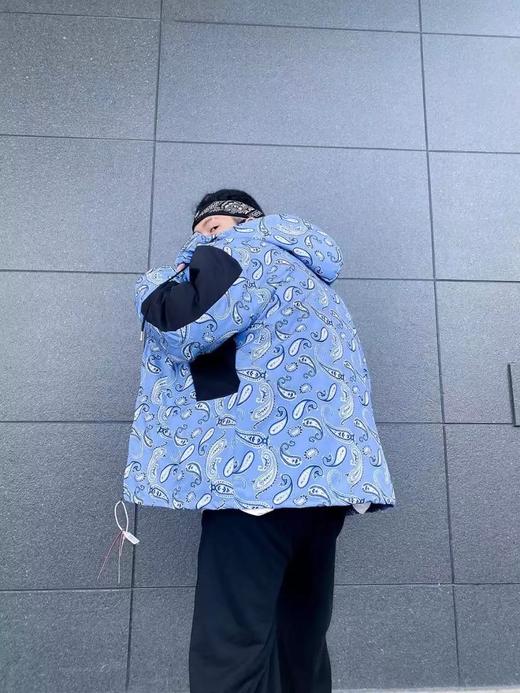 d111340秋冬新品时尚百搭男女同款背面腰果花棉服外套