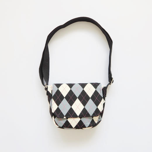 HUJI祤集Flap斜挎包插画英伦菱形格纹 商品图0