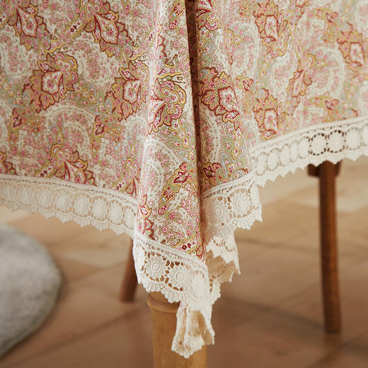 佩斯利蕾丝花边餐桌布艺全棉方桌布 商品图2