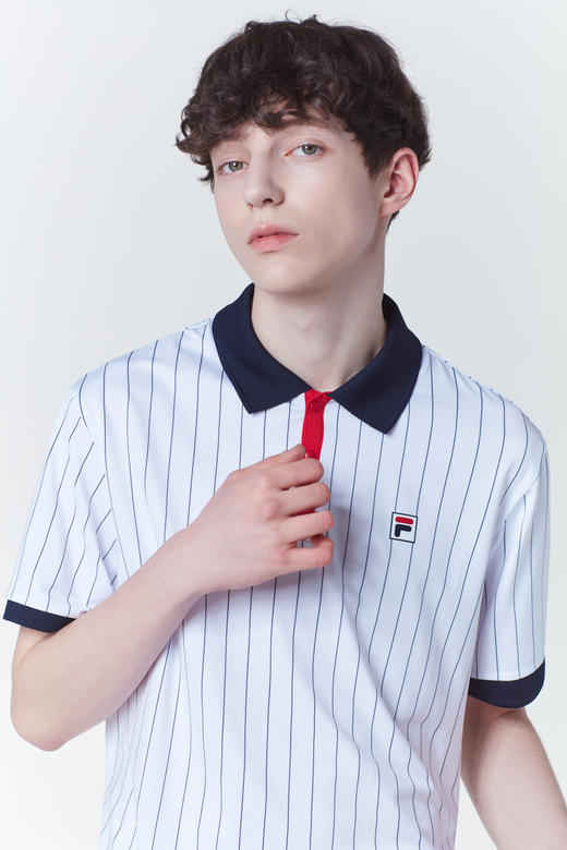 韩国F家斐乐韩国条纹短袖Polo T恤FS2TSC2303M_OWHJPY带授权招加盟代理 商品图0