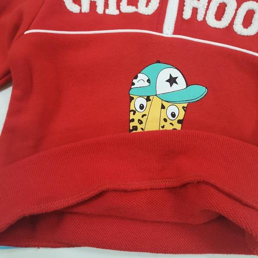 新年款棉果果秋冬季男童上衣大毛圈拉链新年款喜庆大红色卫衣M412180420643 商品图4