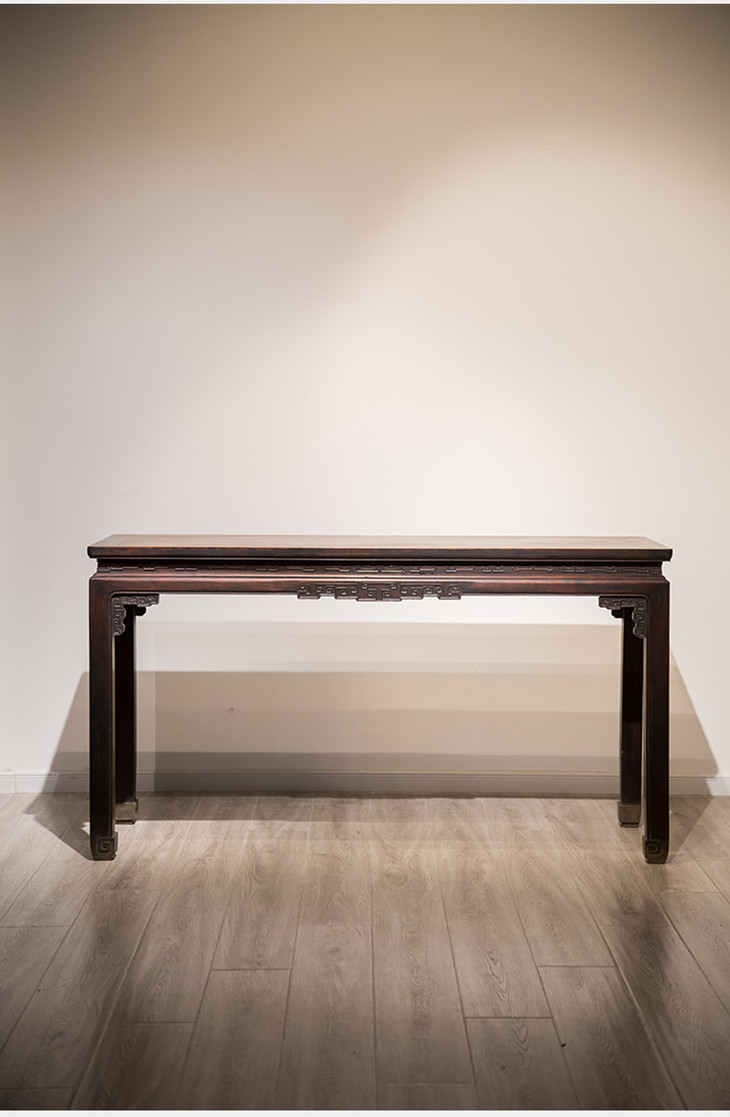 清代 红木独板面回纹条桌 - 明清家具研习社