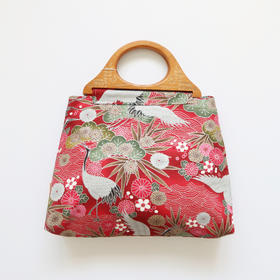 HUGOJIRO木柄手提包风の花祥云竹叶仙鹤