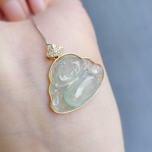 18K镶嵌翡翠佛吊坠 商品图2