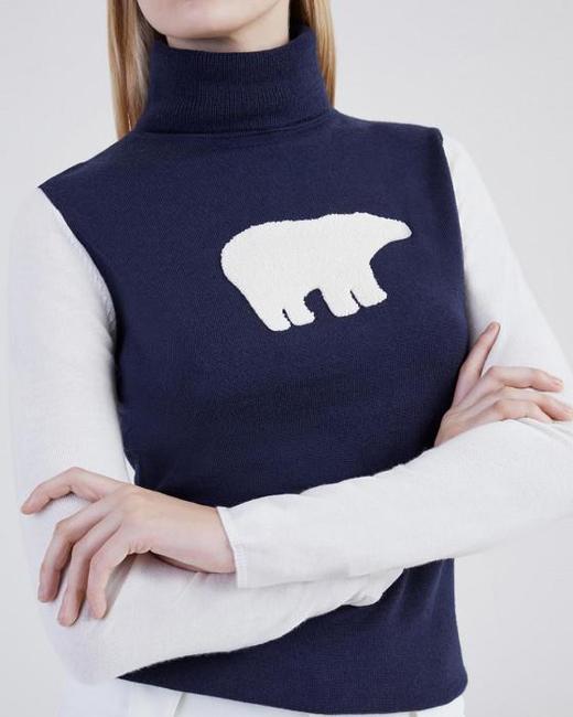 Perfect Moment - Bear Turtleneck Sweater Kids - Navy Rainbow 童装 滑雪夹克 深蓝色 商品图1