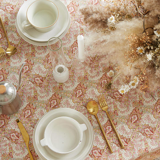 佩斯利蕾丝花边餐桌布艺全棉方桌布 商品图1