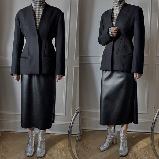 HIDEMI色织格纹厚款针织中高领弹力打底上衣 商品图6