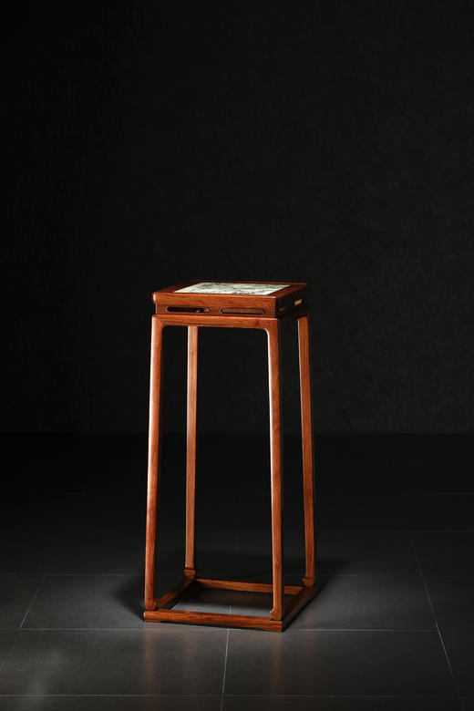 红桥红  家具严选  缅甸花梨（大果紫檀）  【石面 98 明式托泥束腰 花架】 商品图2