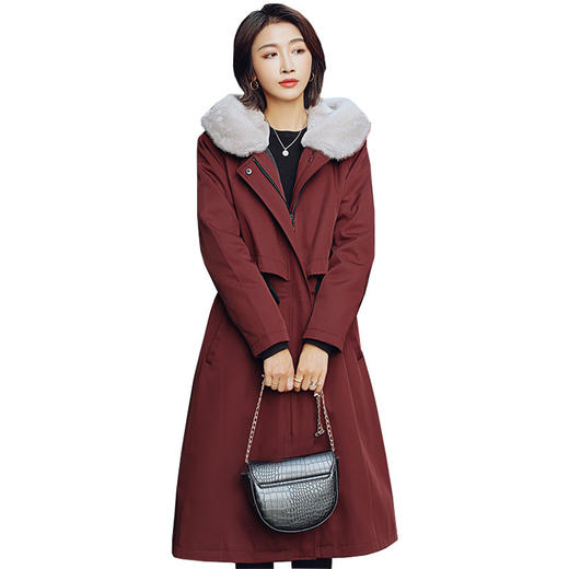 FS-TL003新款派克服女獭兔毛内胆可拆卸水貂领皮草外套 商品图4