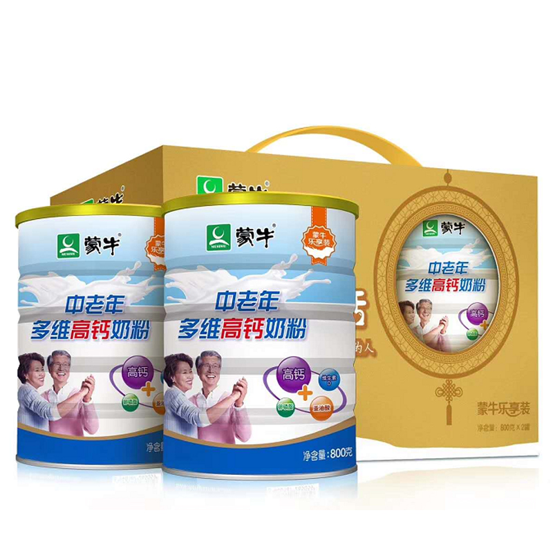【98元/盒】蒙牛听装中老年多维高钙奶粉800g（030196901）