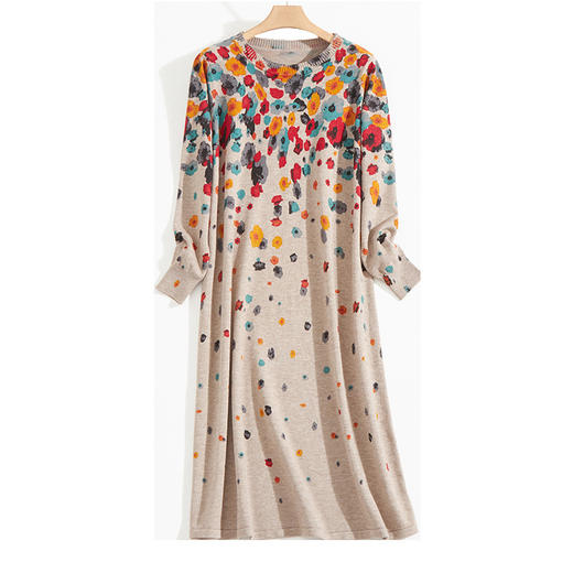 BY-9901山羊绒衫女连衣裙大码打底过膝长款毛衣裙 商品图3