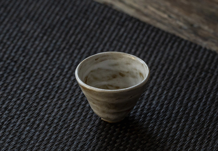 茶香记粉引手刷釉岩陶品杯手作拙朴自然古韵足品茗杯