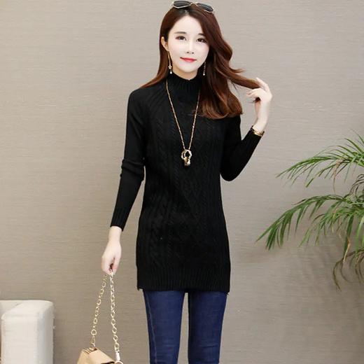PDD-新款韩版半高领中长款套头毛衣女秋冬打底衫修身百搭长袖针织衫 商品图6