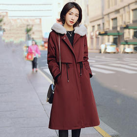 FS-TL003新款派克服女獭兔毛内胆可拆卸水貂领皮草外套