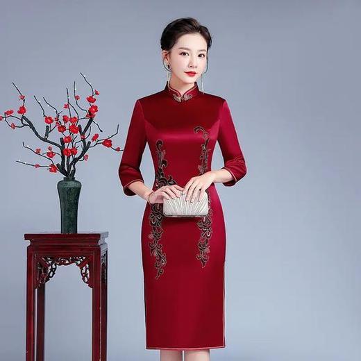 YSD05702-3高档丝绸面料修身手推绣旗袍 商品图1