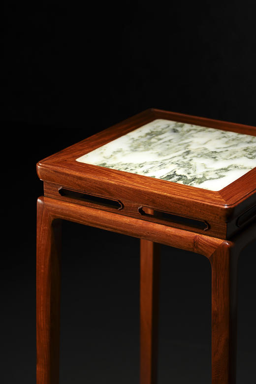 红桥红  家具严选  缅甸花梨（大果紫檀）  【石面 98 明式托泥束腰 花架】 商品图3