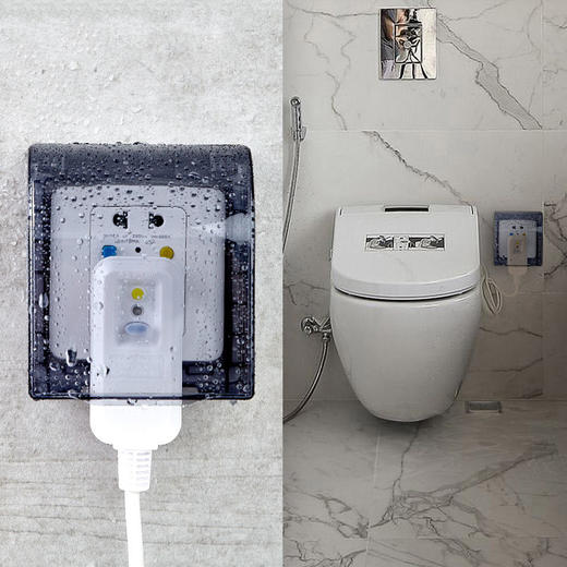 puxi浴室卫生间插座防水罩86型粘贴式防溅盒厨房自粘防油罩防水盒