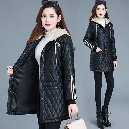 YWE-KED-BD097-1新款时尚气质休闲连帽中长款羽绒棉皮衣外套 商品图2