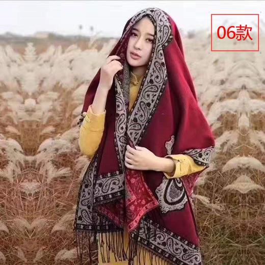 新款加厚民族复古开叉围巾披风130*180 商品图5