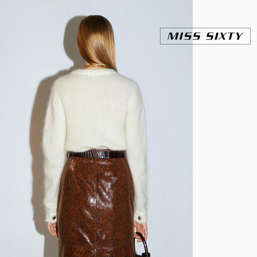 Miss Sixty2020冬季新款V领排扣白色毛织开衫外套女603RJ3940000 商品图4