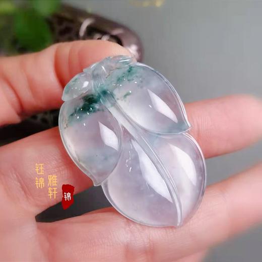 翡翠 飘花冰玻种树叶挂件 商品图2