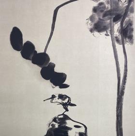 【定制书画】（清）朱耷《荷石水鸟图》纸本 立轴 馆藏书画高仿复制艺术品（付款后28天内发货）