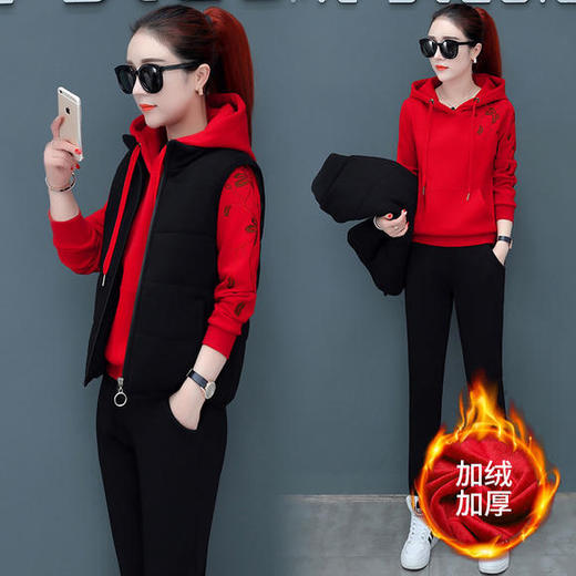 SP-CM662962冬季新款时尚休闲加绒加厚运动套装三件套 商品图0