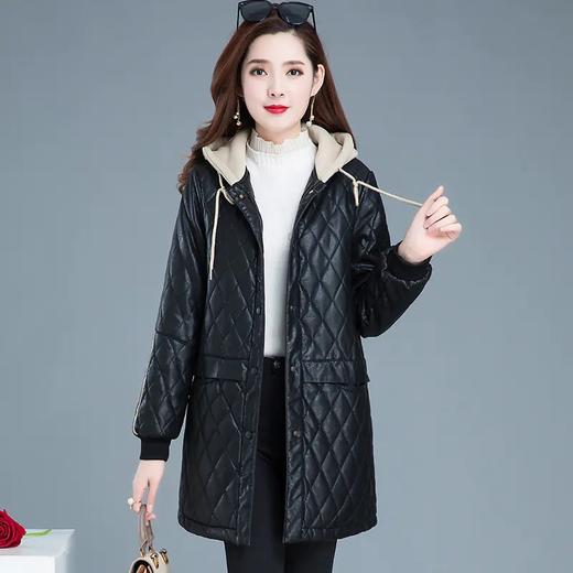 YWE-KED-BD097-1新款时尚气质休闲连帽中长款羽绒棉皮衣外套 商品图3