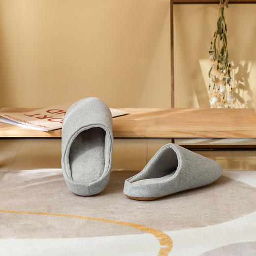 老米优品 /M*JI代工❤日式家居拖鞋, 秋冬保暖加绒家居拖鞋。纯色全棉，情侣地板拖鞋静音，秋冬加绒拖鞋 商品图3