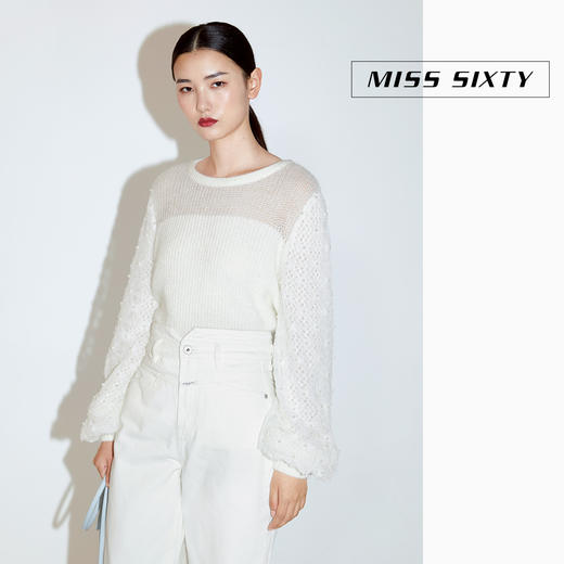 Miss Sixty2020冬季新款拼接珍珠纱毛织长袖套头衫女604RJ1050000 商品图2