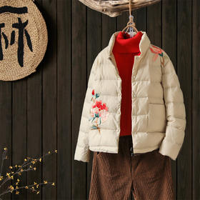NM-20716秋冬民族风休闲立领短款羽绒服外套女冬季新款90鸭绒羽绒服外套