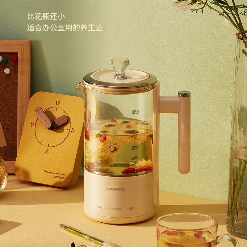 大宇YS2迷你养生壶家用多功能全自动煮茶器办公室小型玻璃烧水壶