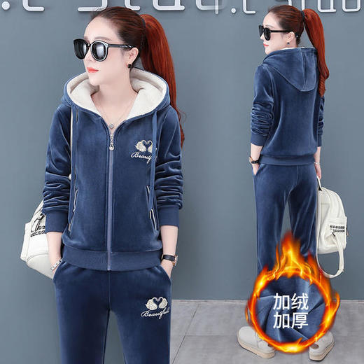 SP-93728冬季新款时尚加绒加厚两件套运动套装 商品图1