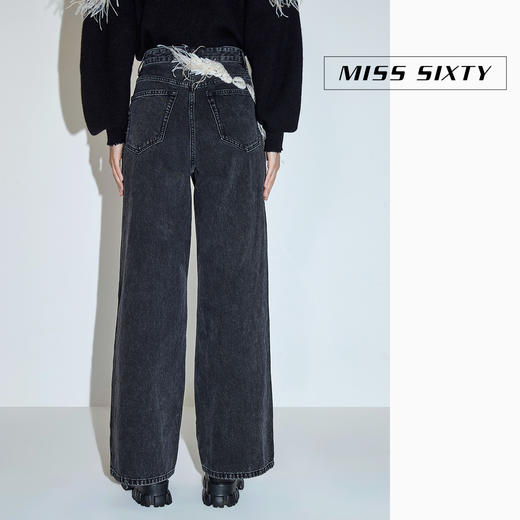 【江疏影同款】Miss Sixty2020冬季新款天使系列重工纯棉黑色高腰直筒牛仔裤604JJ5370000 商品图4