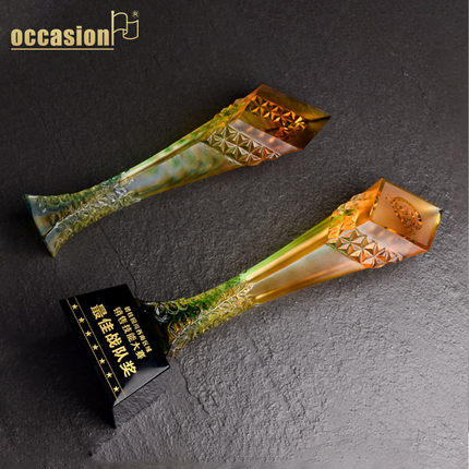 创意高档琉璃奖杯定制公司年会优秀员工颁奖水晶奖杯制作纪念定做 商品图2