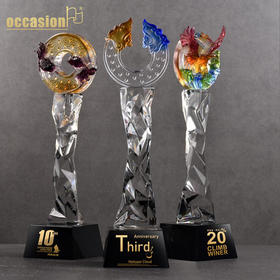 [开模定制]琉璃奖杯定制高档创意水晶奖杯优秀员工定做奖杯纪念品