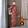 HT-N-B29-2351秋冬新款修身显瘦夹棉印花旗袍裙 商品缩略图1
