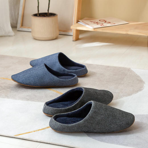 老米优品 /M*JI代工❤日式家居拖鞋, 秋冬保暖加绒家居拖鞋。纯色全棉，情侣地板拖鞋静音，秋冬加绒拖鞋 商品图1