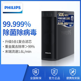 飞利浦（PHILIPS）家用净水器 小方盒500G WIFI版 末端流量1.6L/min大流量反渗透净水机AUT2037/00
