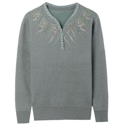 BY-9011中年妈妈毛衣加绒加厚羊毛一体绒不掉毛女装秋冬洋气保暖上衣 商品图4