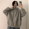 秋冬季韩版宽松高领拉链原宿风连帽上衣ins加绒加厚学生卫衣女潮圣诞七夕情人节 商品缩略图2