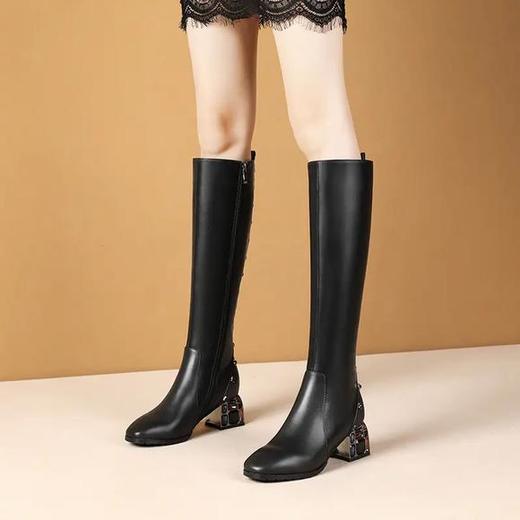 BY-SF-X793水钻中跟时尚百搭高靴 商品图1