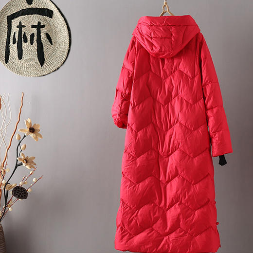 NM-20880中国风冬季新款女文艺复古绣花民族风盘扣连帽白鸭绒羽绒服外套 商品图1