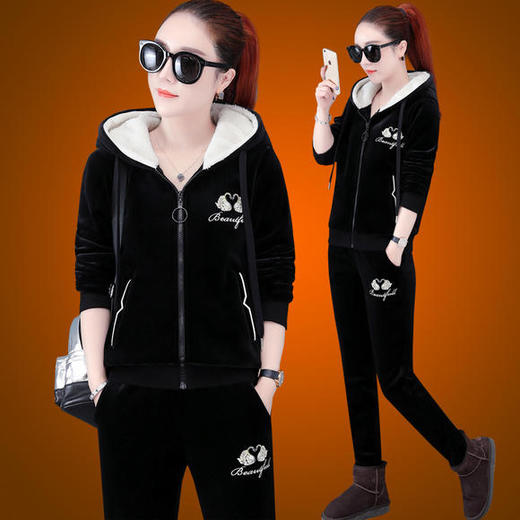 SP-93728冬季新款时尚加绒加厚两件套运动套装 商品图3