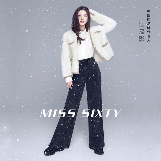 【江疏影同款】Miss Sixty2020冬季新款天使系列重工纯棉黑色高腰直筒牛仔裤604JJ5370000 商品图0