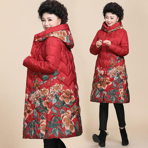 W-852 新款中年冬装中长款宽松厚棉中老年洋气羽绒棉服 商品图2